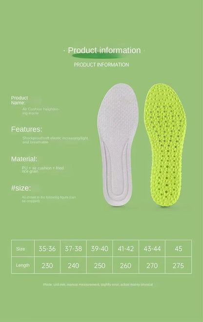 Height Increase Insoles - Breathable Mesh Shock Absorption Shoe Pads with Air Cushion